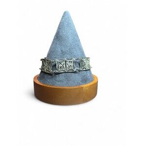 MCM Vintage Sterling Silver Filigree Rectangle Ornate Panel Link Bracelet 7 1/2"